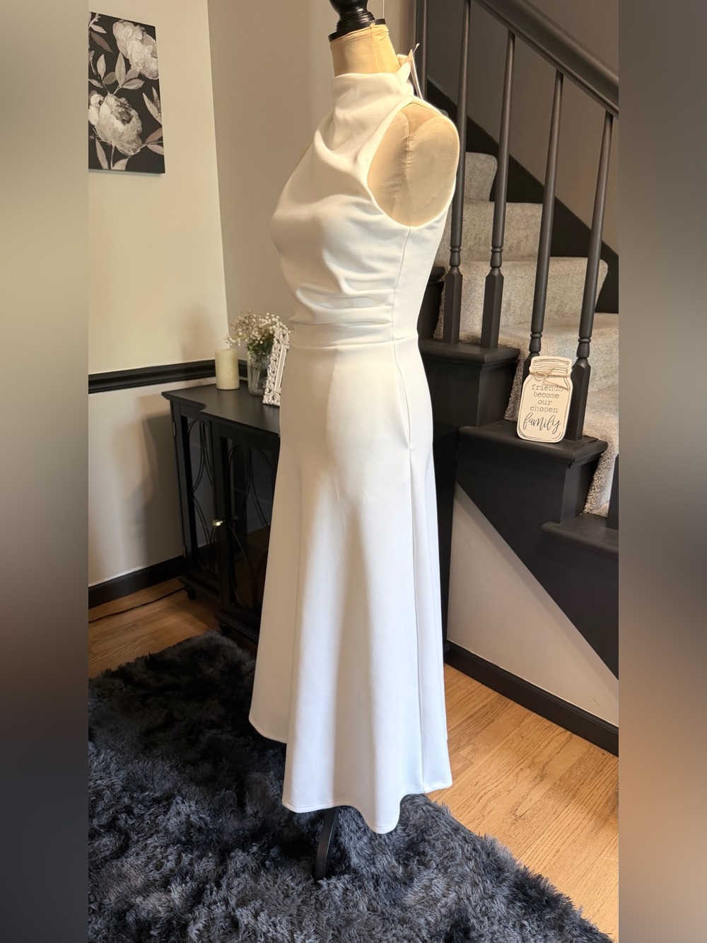 NWT Showpo MACY Off White High-Neck A-line Midi Dress with pockets Sz 2 - Picture 6 of 10